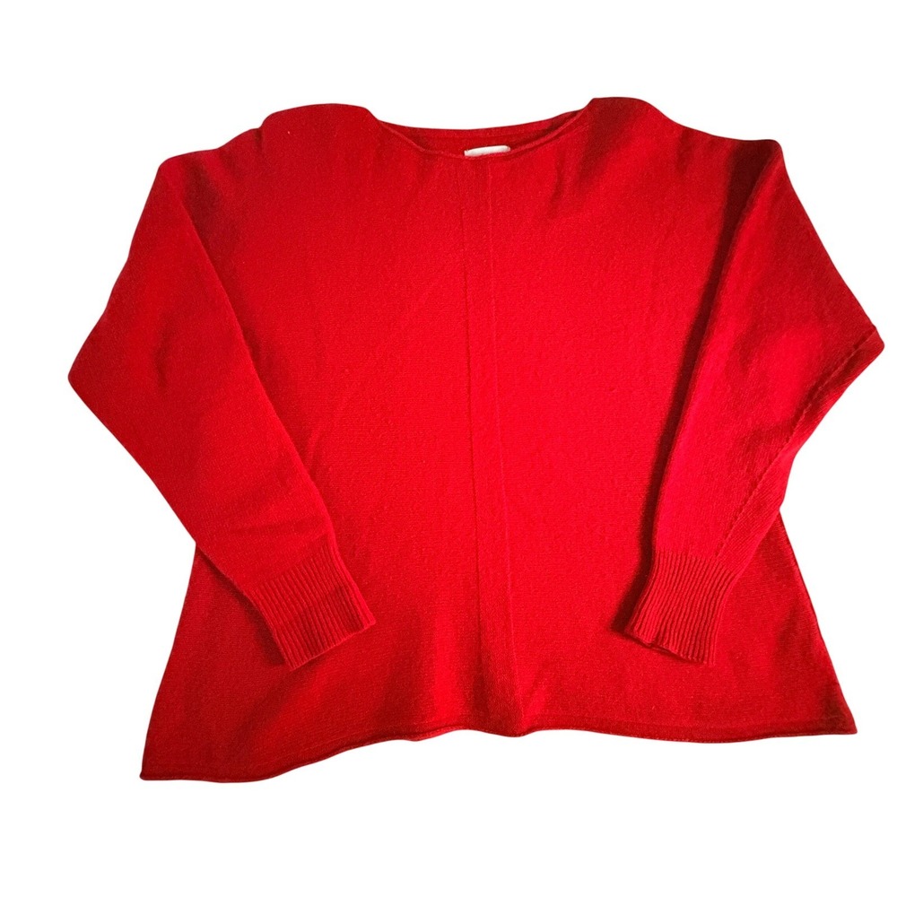 Bianco & Blu Merino Cashmere Sweater Womens Medium Red Boat Neck Made in Italy